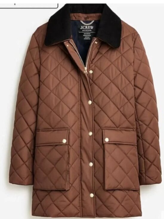 J. Crew Jackets & Blazers - J.CREW Quilted Barn Jacket Brown Black Corduroy Collar Style XSP